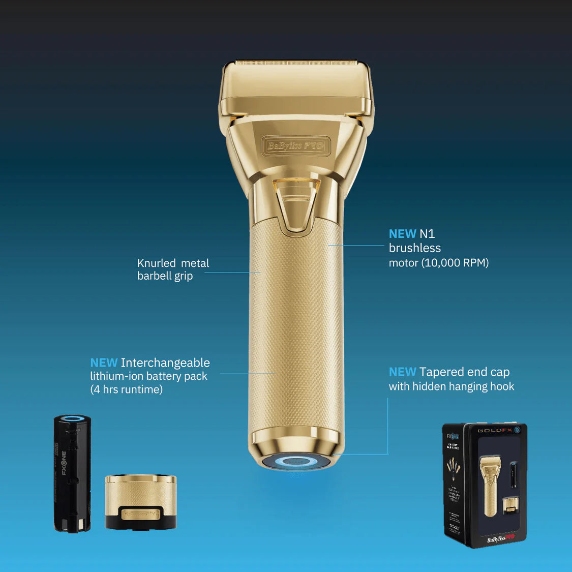 BaBylissPro GoldFX Metal Double Foil Stick Shaver