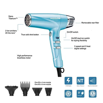 BabylissPRO |  Nano Titanium Dual Ionic Hairdryer